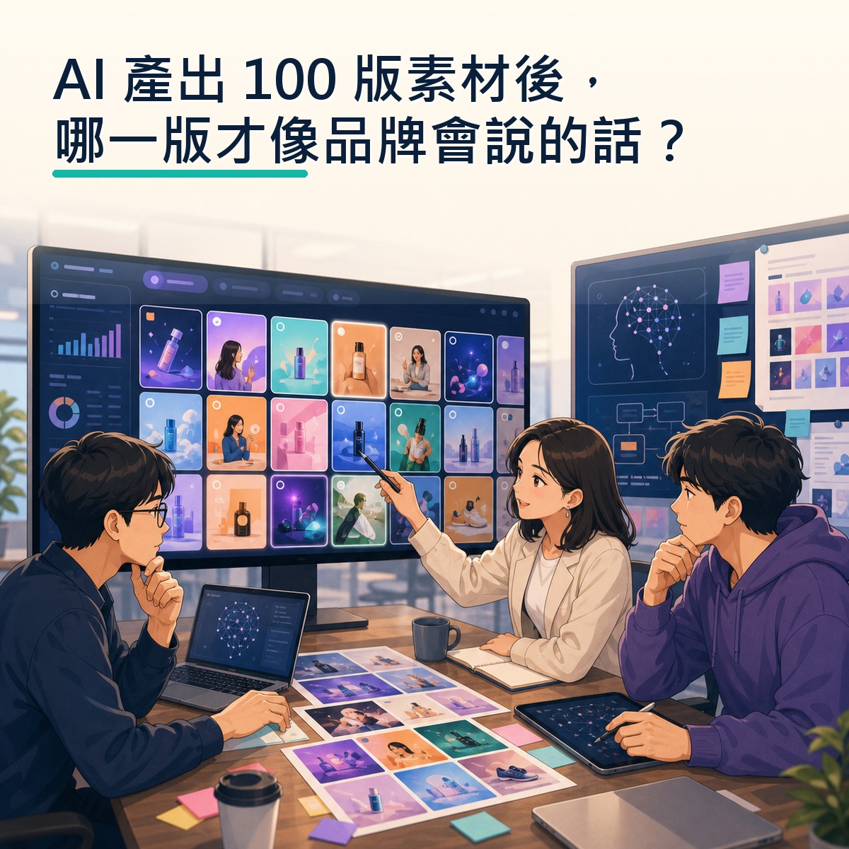 AI 產出 100 版素材後，哪一版才像品牌會說的話？
