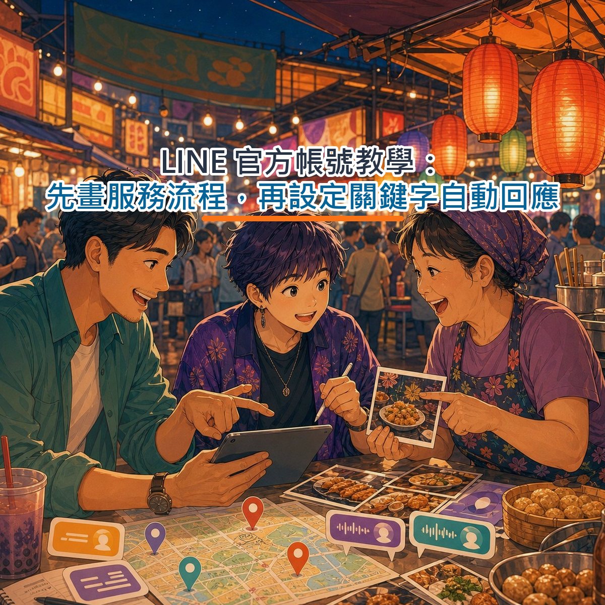 LINE 官方帳號教學：先畫服務流程，再設定關鍵字自動回應