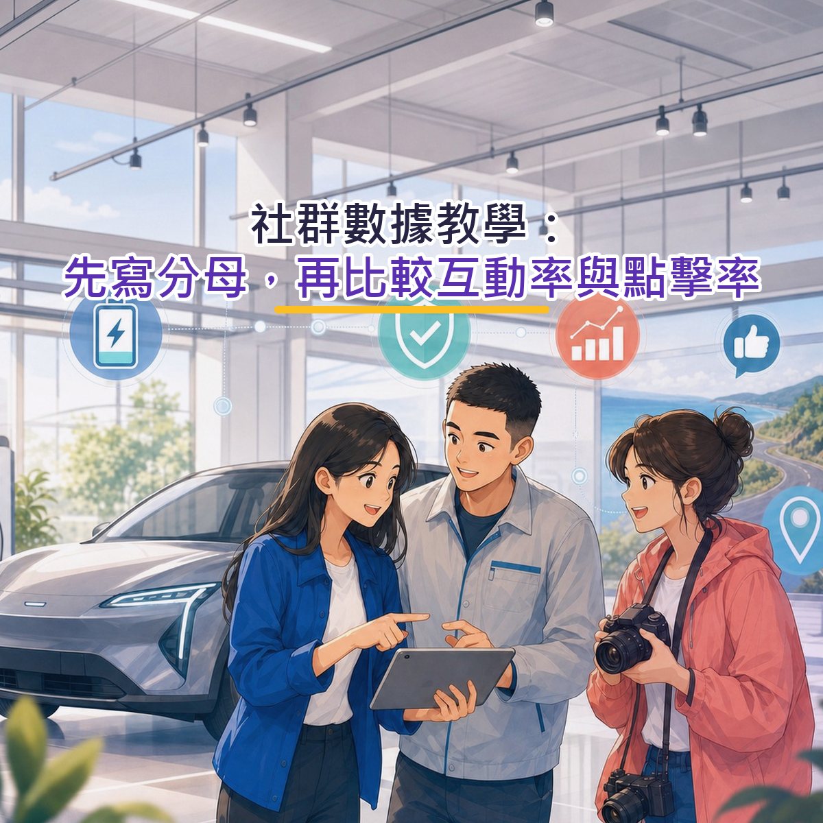 社群數據教學：先寫分母，再比較互動率與點擊率