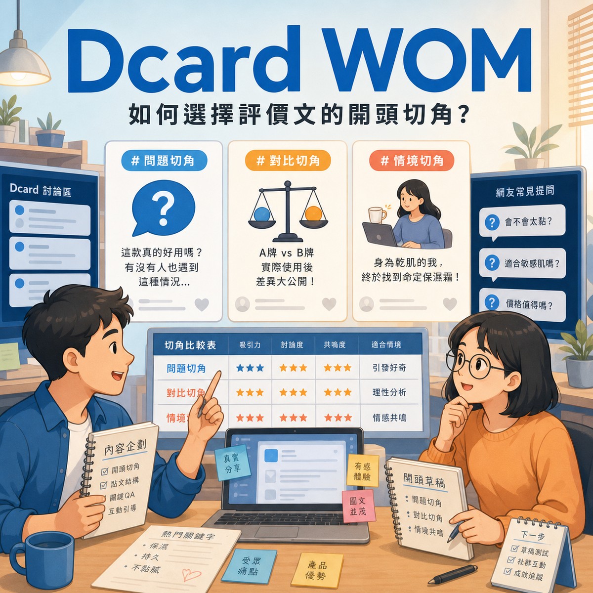 Dcard WOM 心得文的三種開場：問題、比較、情境怎麼選