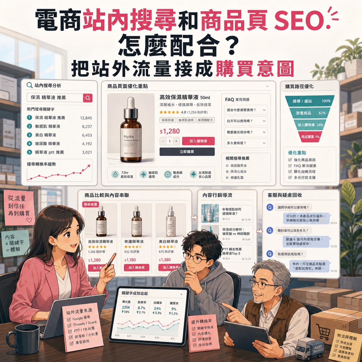 電商站內搜尋和商品頁 SEO 怎麼配合？把站外流量接成購買意圖