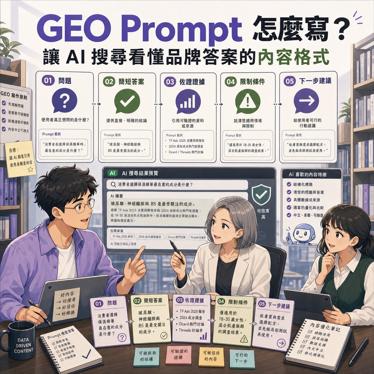 GEO Prompt 怎麼寫？讓 AI 搜尋看懂品牌答案的內容格式