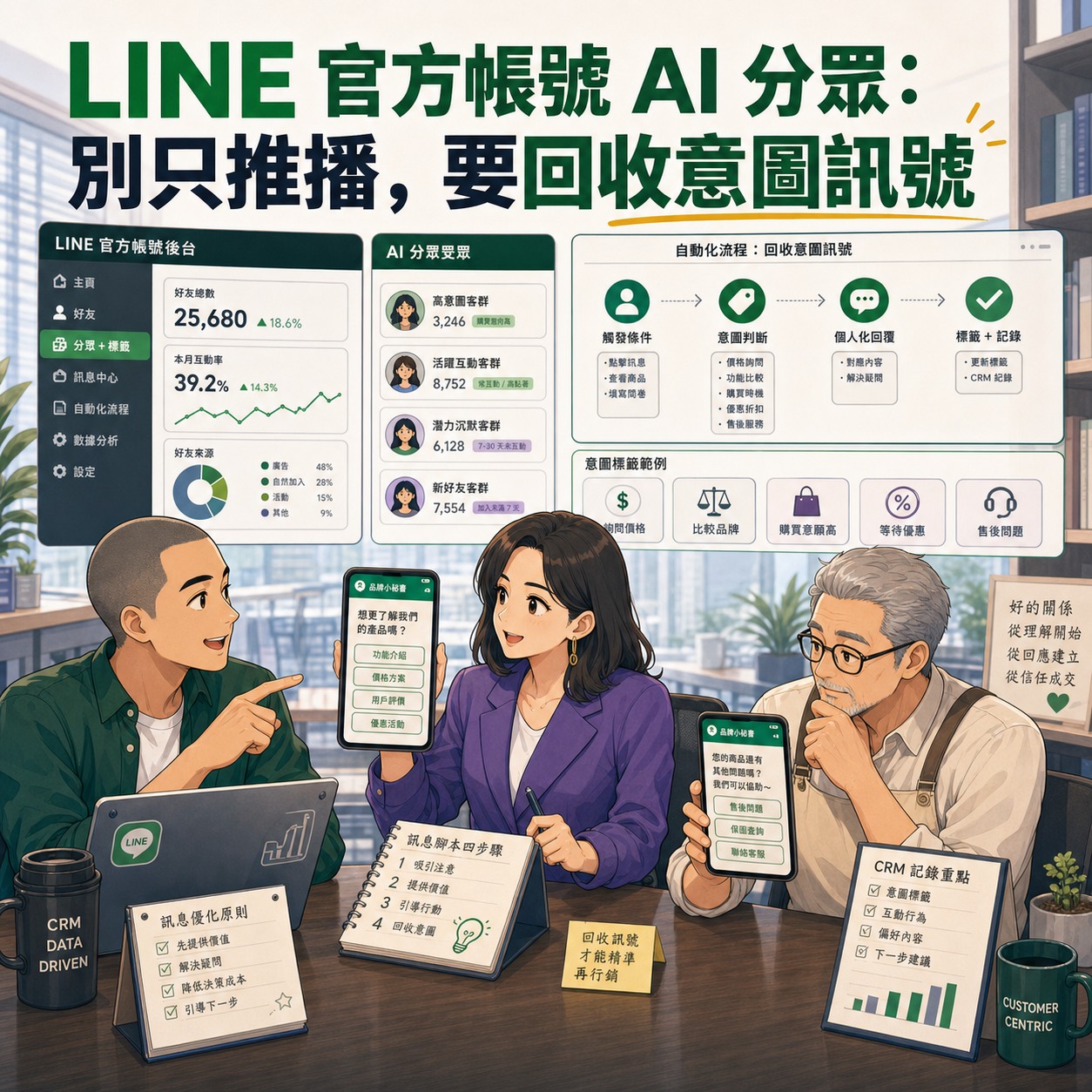 LINE 官方帳號 AI 分眾：別只推播，要回收意圖訊號