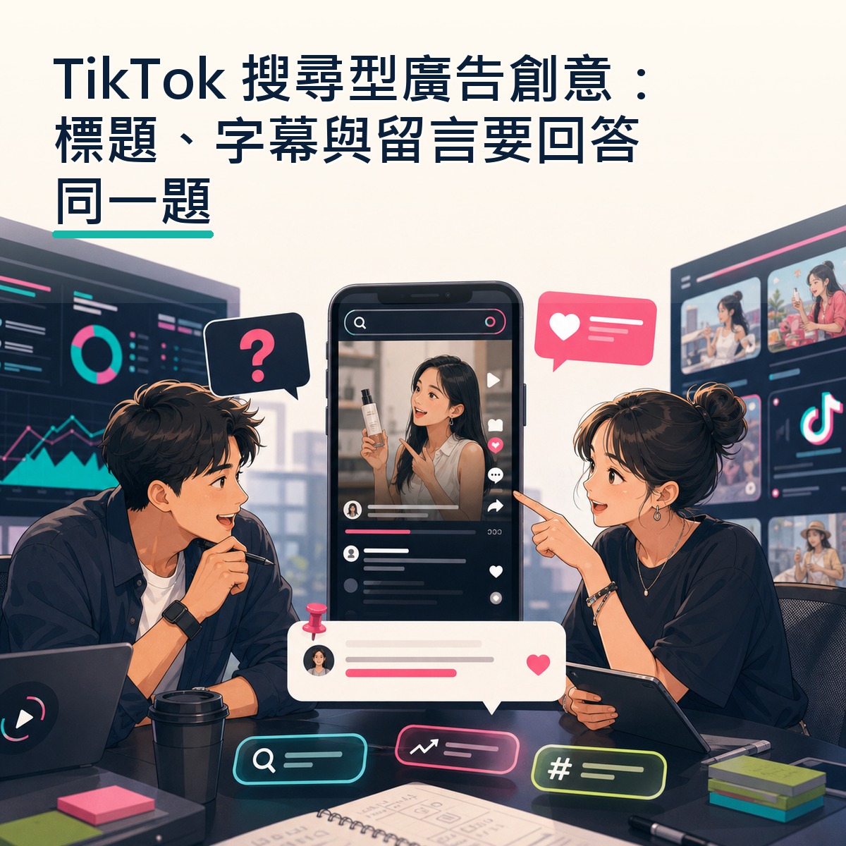 TikTok 搜尋型廣告創意：標題、字幕與留言要回答同一題