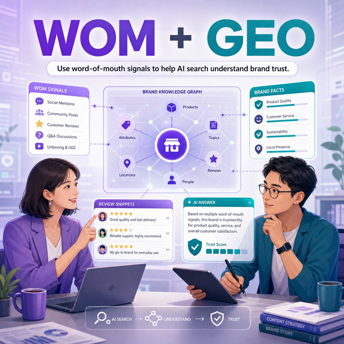 WOM 與 GEO 怎麼配合？讓 AI 搜尋讀懂品牌信任訊號